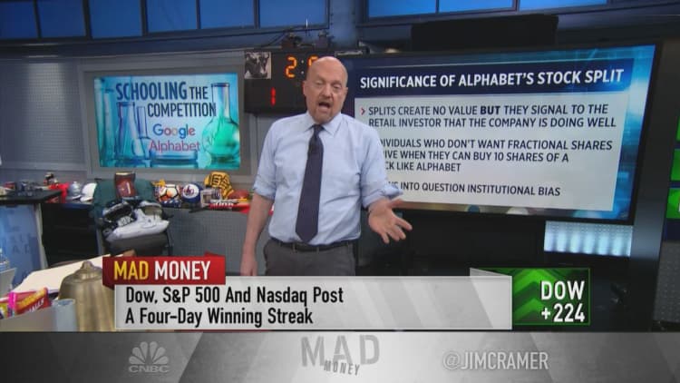 Cramer likes Alphabet's stock split and expects more retail investors to buy shares