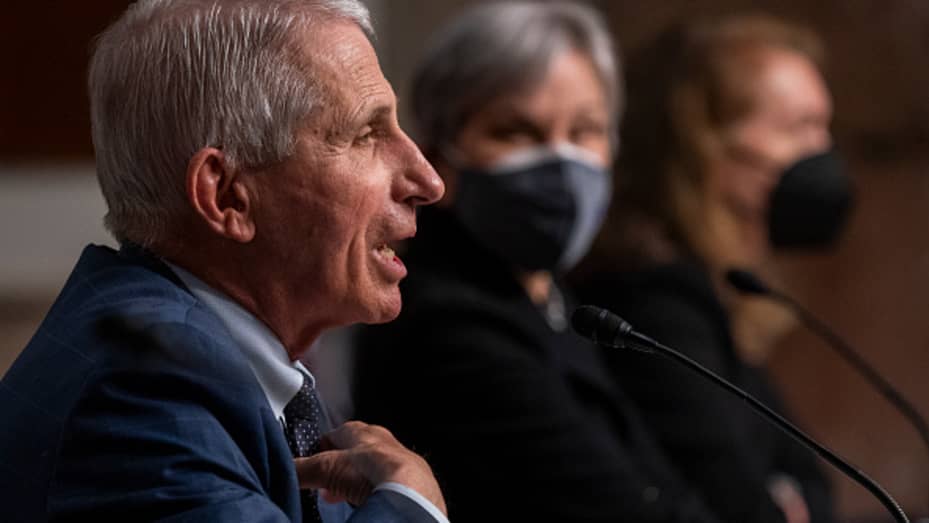 WASHINGTON, DC - JANUARY 11: (L-R) Dr. Anthony Fauci, Director of the National Institute of Allergy and Infectious Diseases and chief medical adviser to the President, Dr. Janet Woodcock, acting commissioner of the Food and Drug Administration, and Dawn O