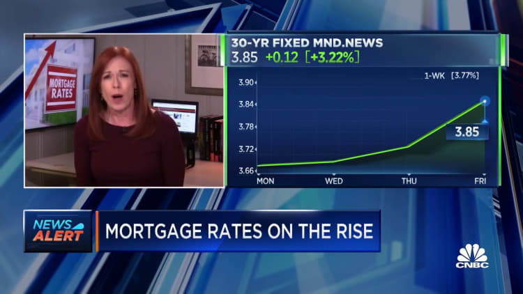 Mortgage rates hit 3.85%, highest since October of 2019