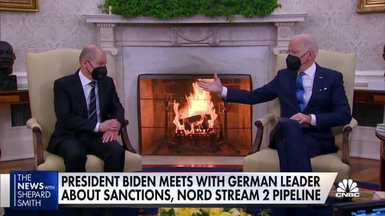 Biden meets with German chancellor, says Nord Stream 2 is off if Russia invades Ukraine