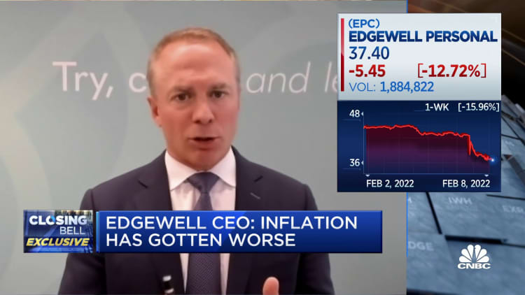 The new inflation people are seeing is primarily around materials, says Edgewell Personal CEO