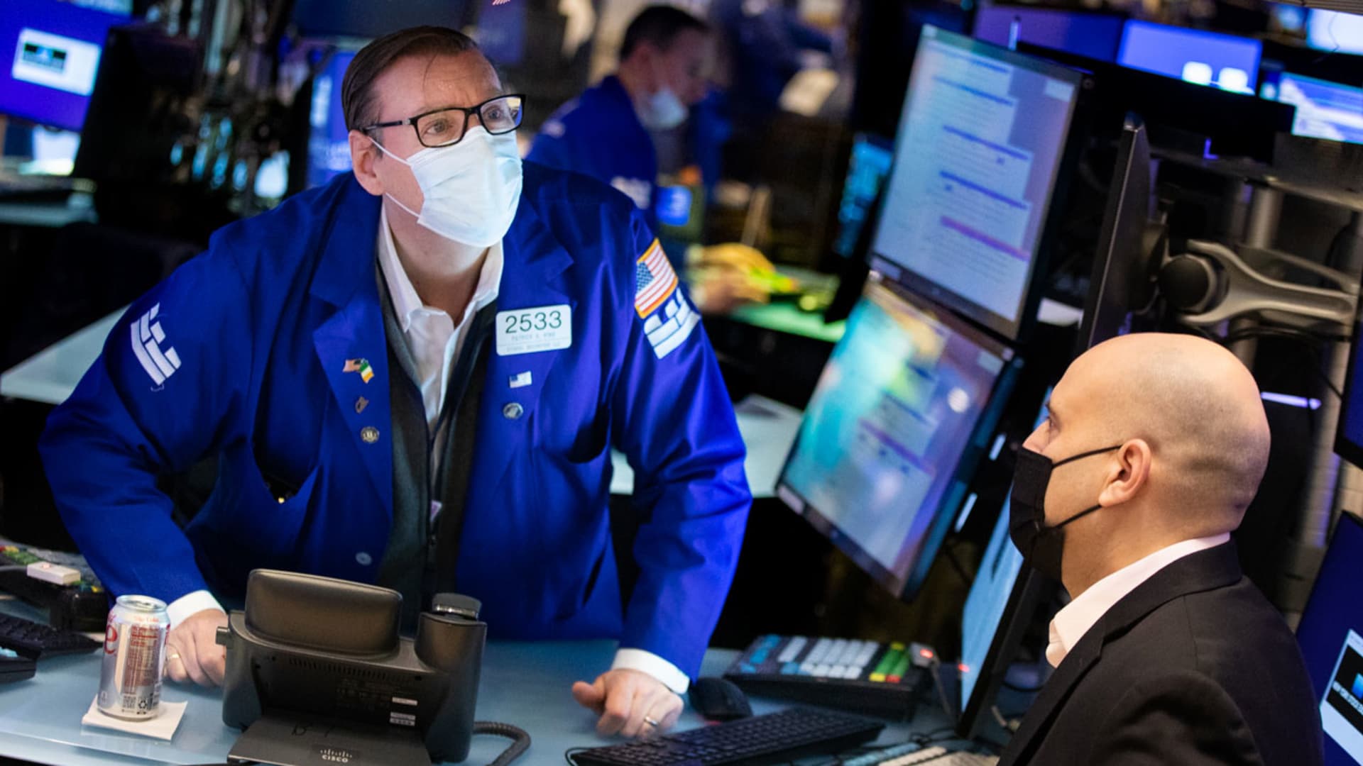 Traders on the floor of the NYSE, Feb. 8, 2022.