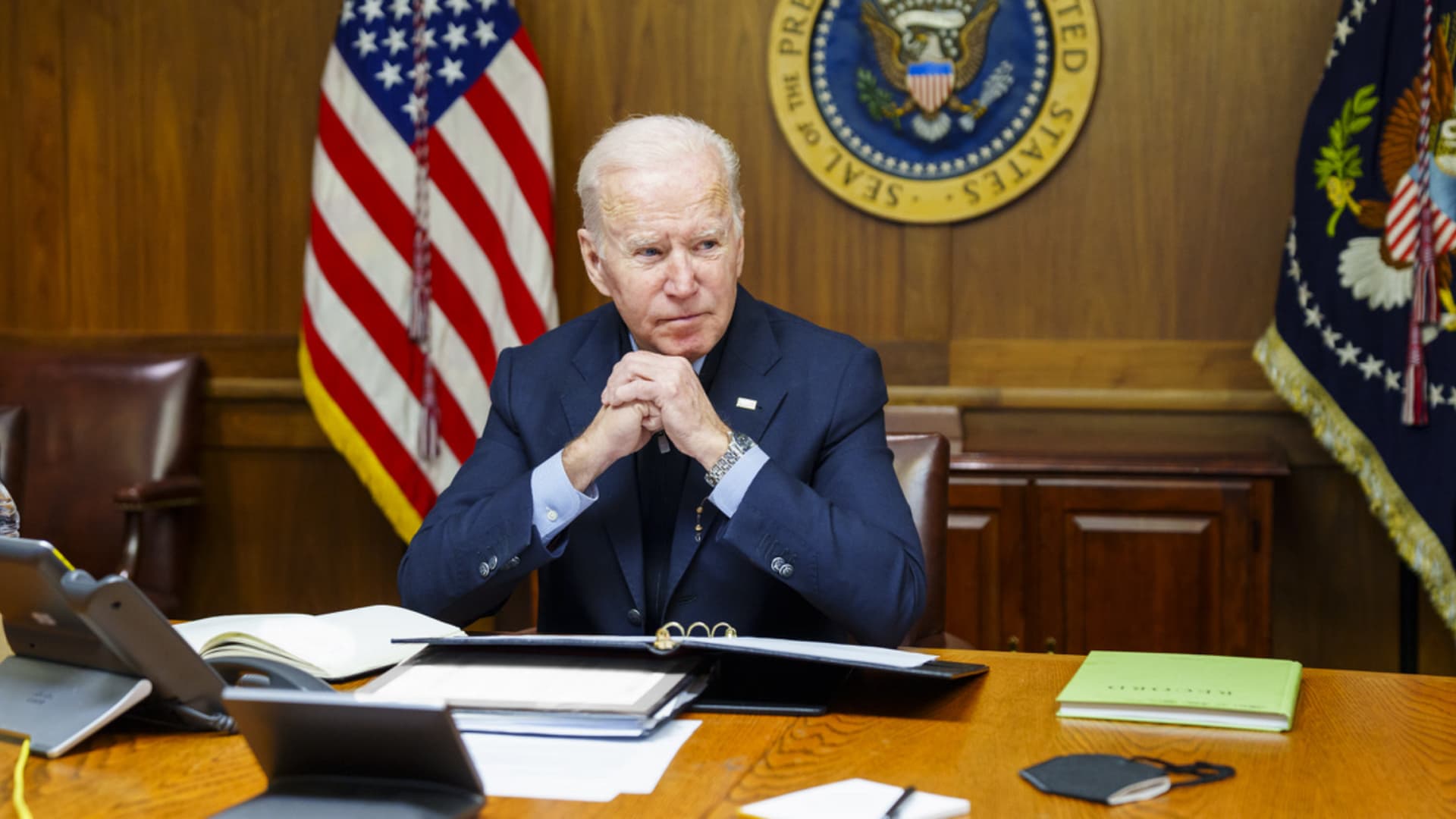 President Biden has warned Putin that the U.S. and its allies are willing to impose swift and severe costs on Russia.