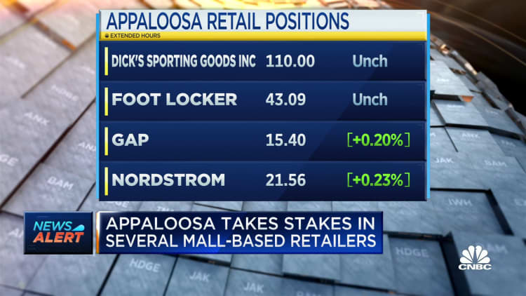 Appaloosa takes stakes in several mall-based retailers, including Macy's & Kohl's
