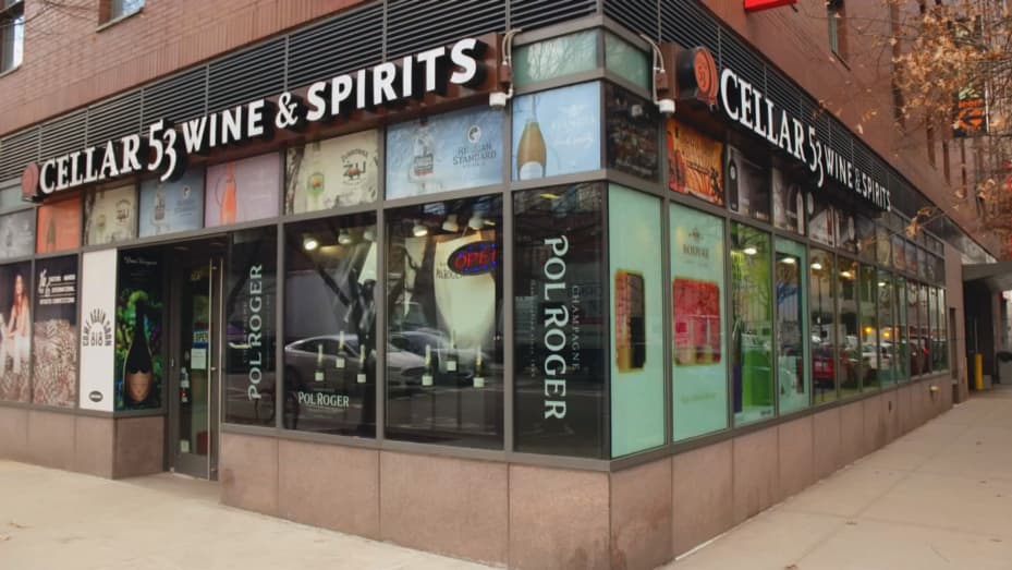 Exterior of Cellar 53 Wine & Spirits in New York City