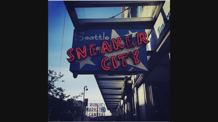 Exterior of Sneaker City in Seattle, WA