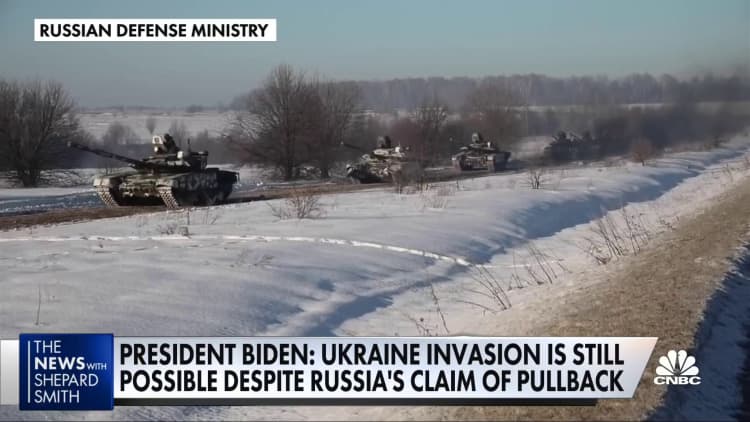 Russia claims to be pulling back from Ukraine border, U.S. says invasion still possible
