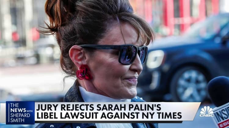 Jury rejects Sarah Palin's libel claim against The New York Times