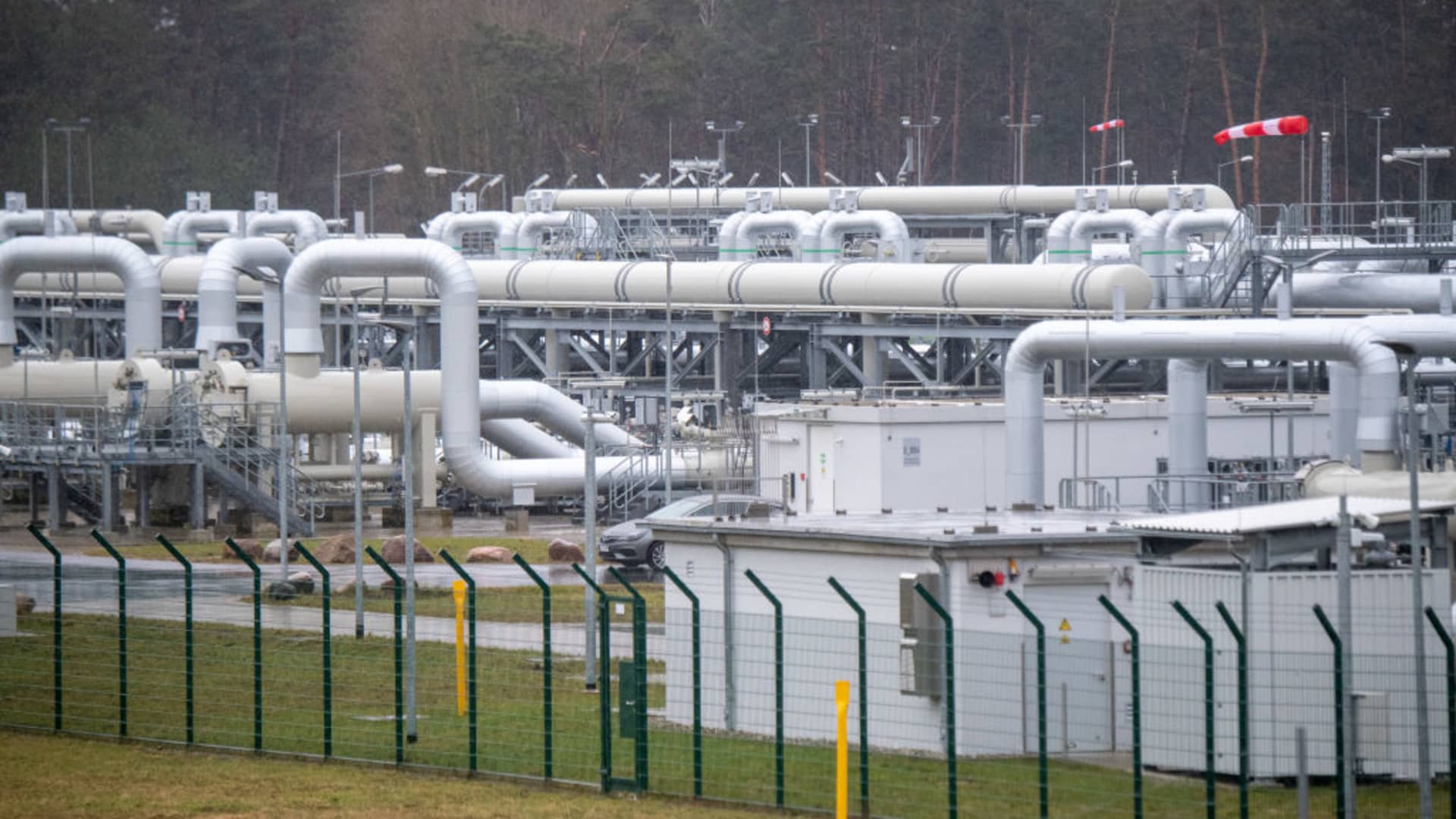 View of pipe systems and shut-off devices at the gas receiving station of the Nord Stream 2 Baltic Sea pipeline. Originally, the pipeline for natural gas from Russia was to go into operation at the end of 2019.