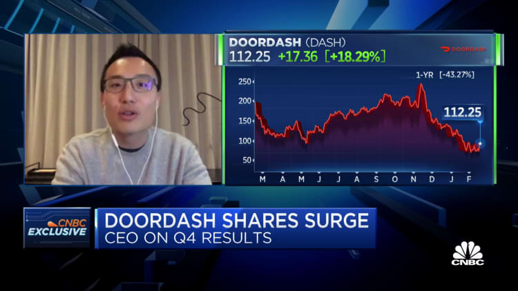 DoorDash CEO Tony Xu discusses earnings beat as shares surge as much as 20%