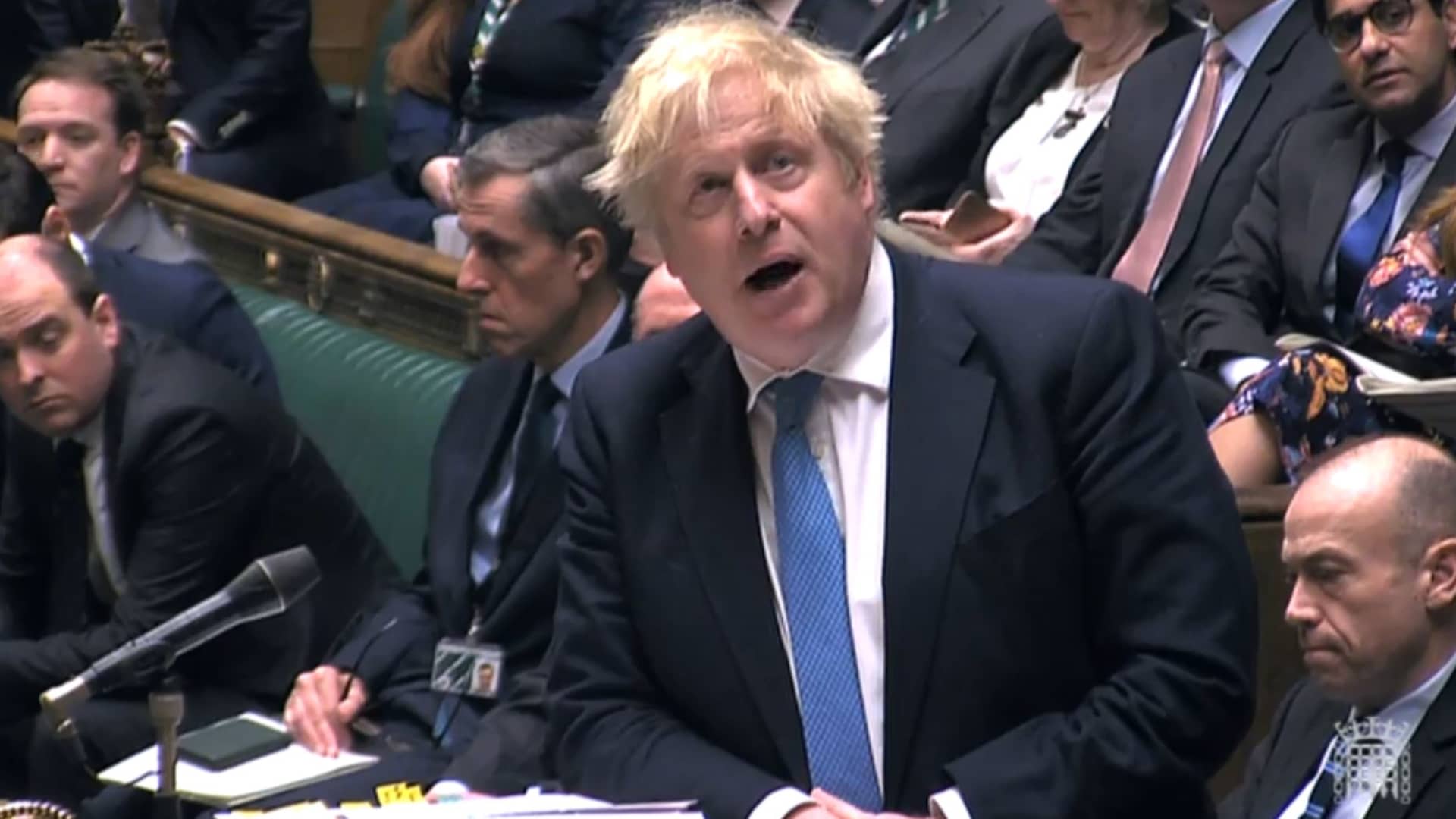 U.K. Prime Minister Boris Johnson speaks during Prime Minister's Questions in the House of Commons, London.