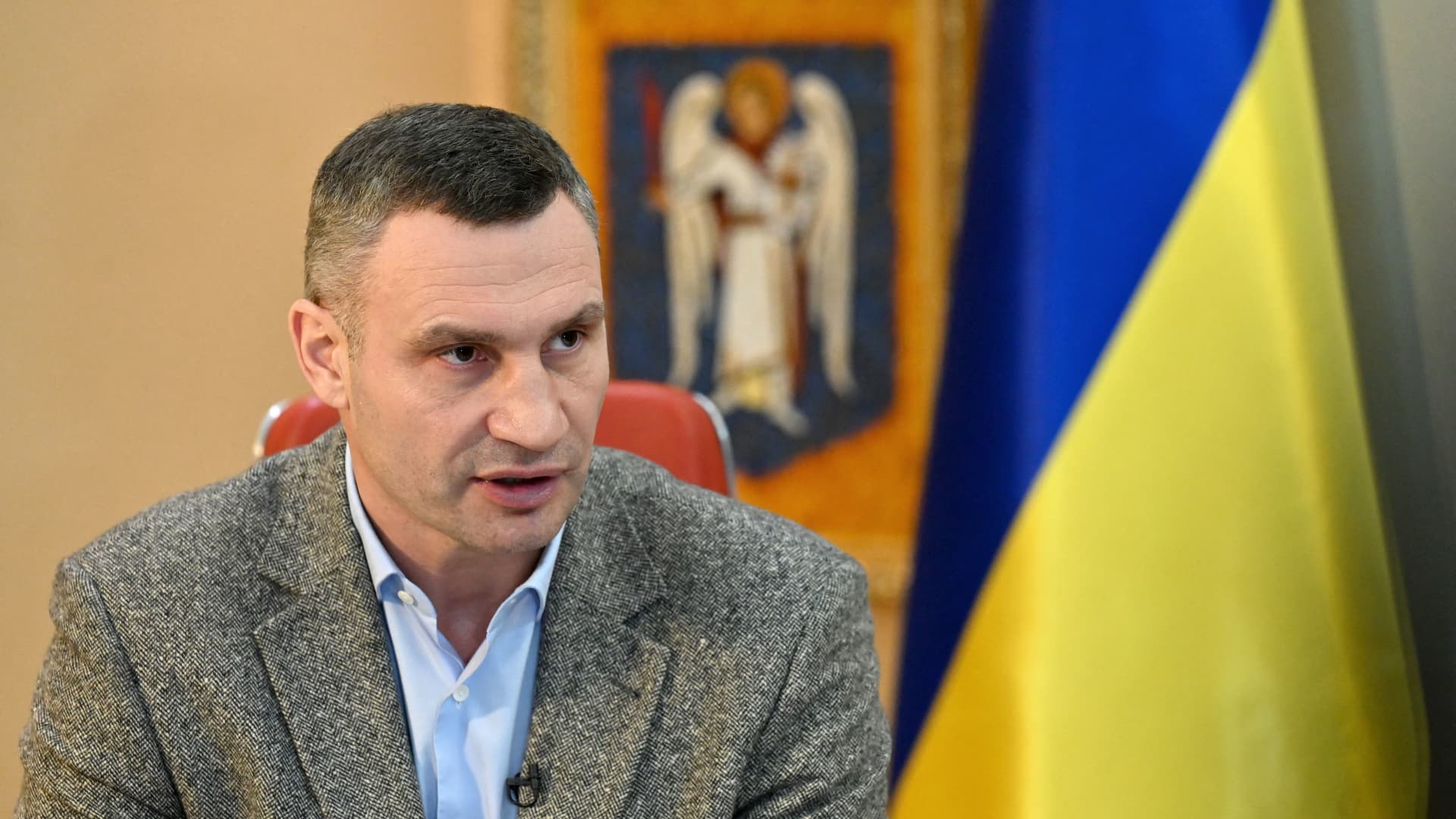 Mayor of Kyiv Vitali Klitschko at his office on February 10, 2022.