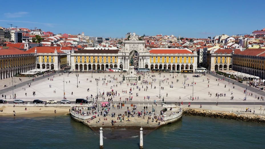 Praça do Comércio is a popular tourist destination in Lisbon's city center.