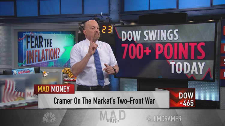 Jim Cramer says either Russia-Ukraine crisis or inflation has to give for stock market to rally