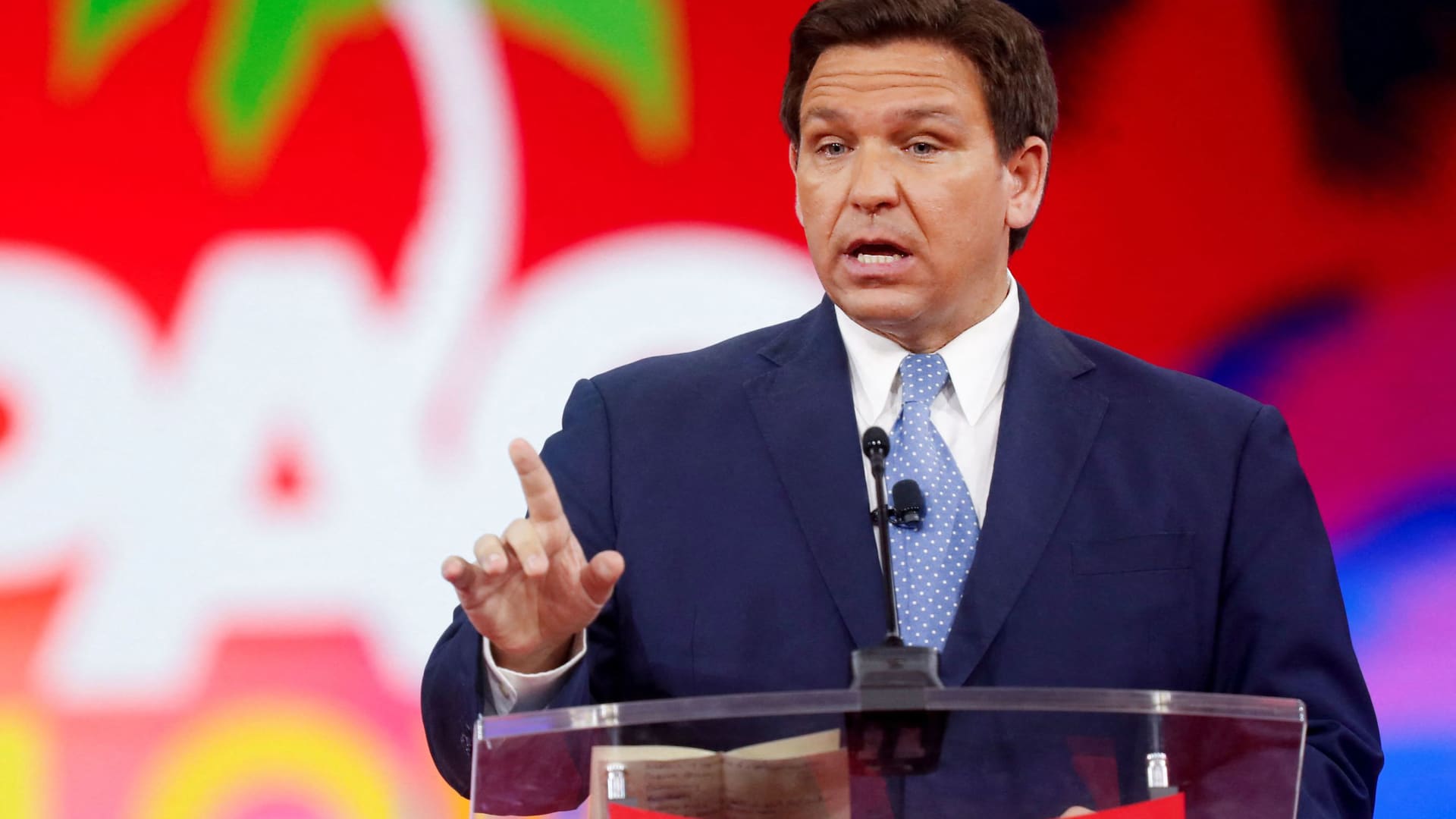 U.S. Florida Governor Ron DeSantis speaks at the Conservative Political Action Conference (CPAC) in Orlando, Florida, February 24, 2022.