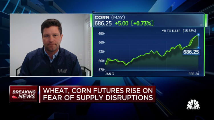 Wheat, corn futures rise on fears of supply disruptions