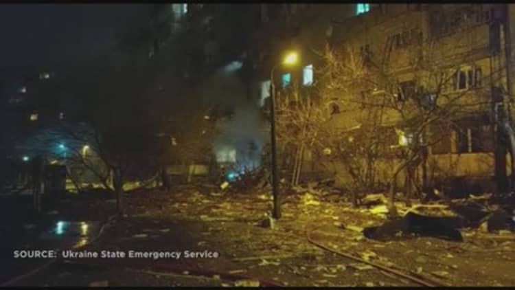 Kyiv residential building reportedly hit by downed Russian aircraft