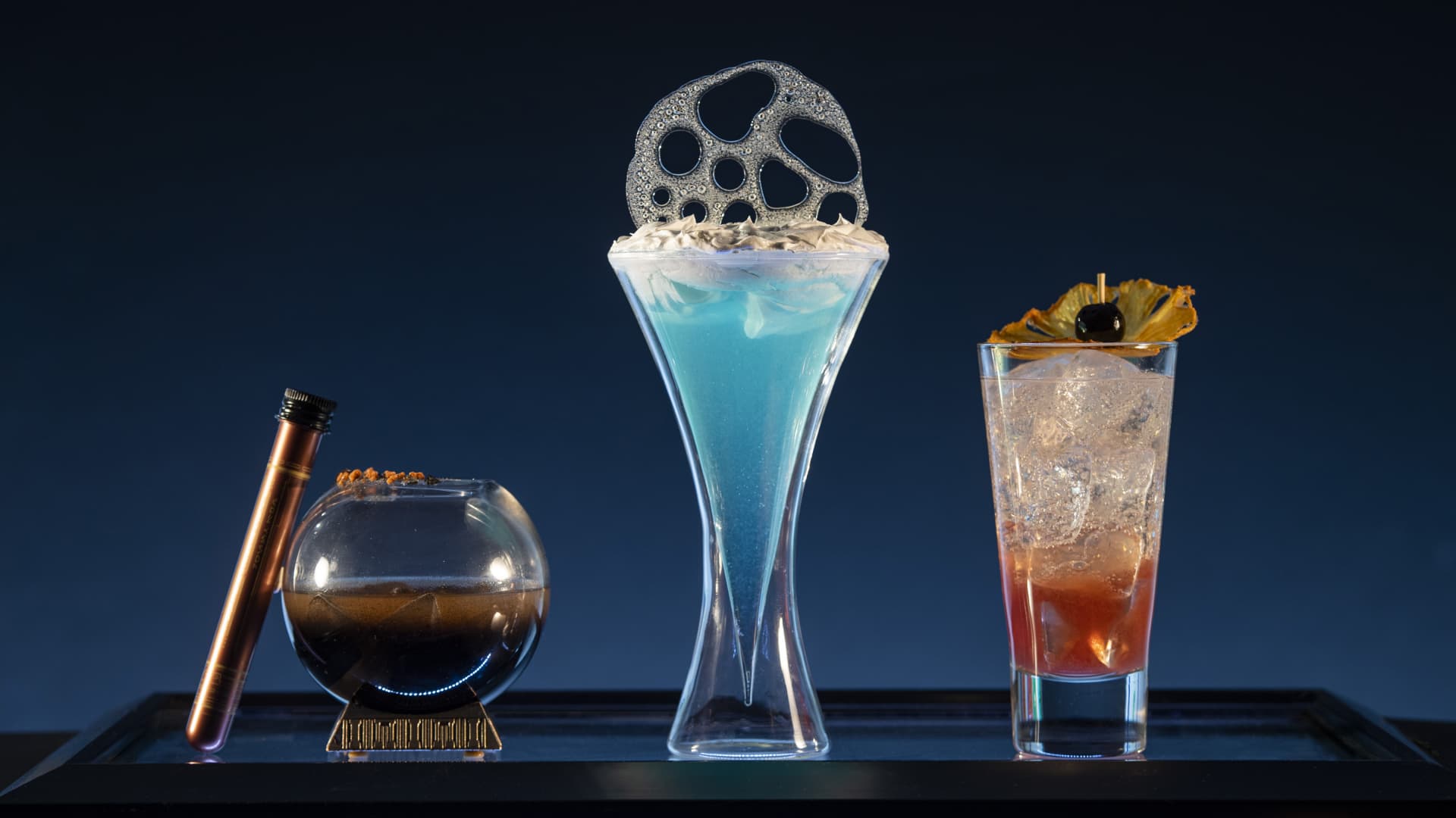 A sample of cocktails available onboard the Halcyon.