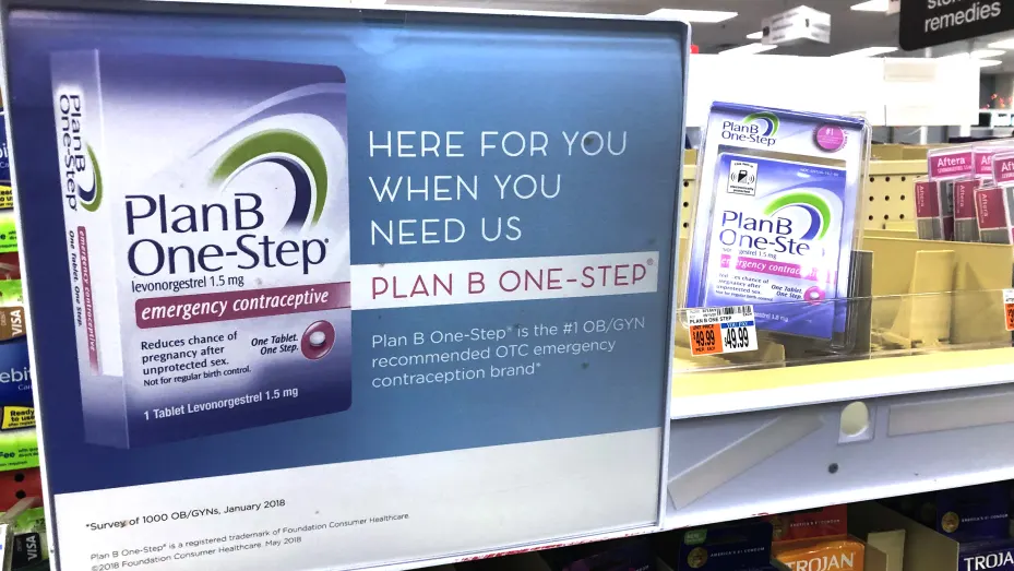 Plan B One-step birth control in CVS Pharmacy, Boston, MA.