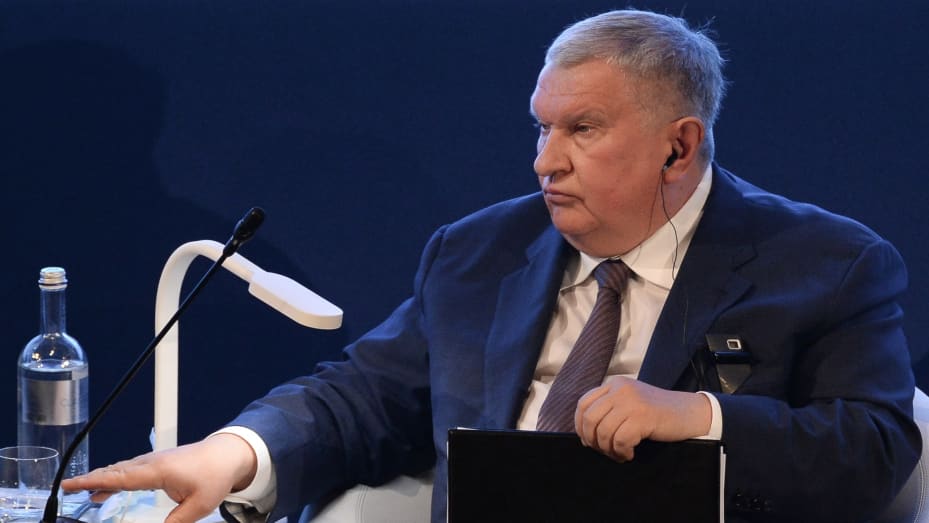 President and CEO of Rosneft Igor Sechin attends a session of the 14th Eurasian Economic Forum in Verona, Italy.