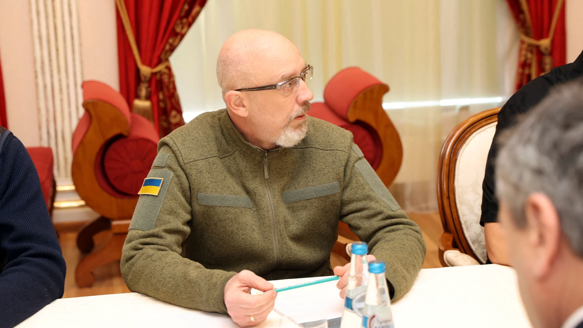 Ukraine's Defence Minister Oleksii Reznikov attends the talks with Russian officials in the Gomel region, Belarus February 28, 2022.