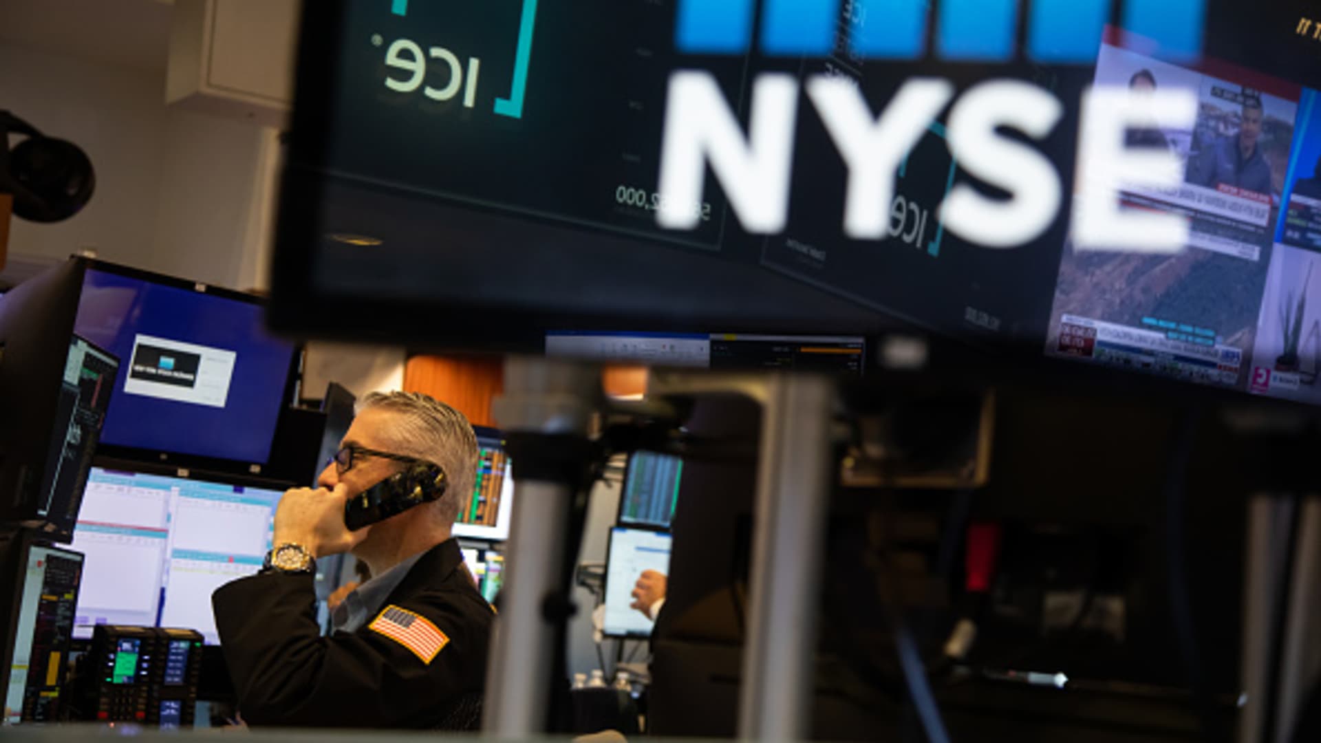 A trader works on the floor of the New York Stock Exchange on Feb. 28, 2022.