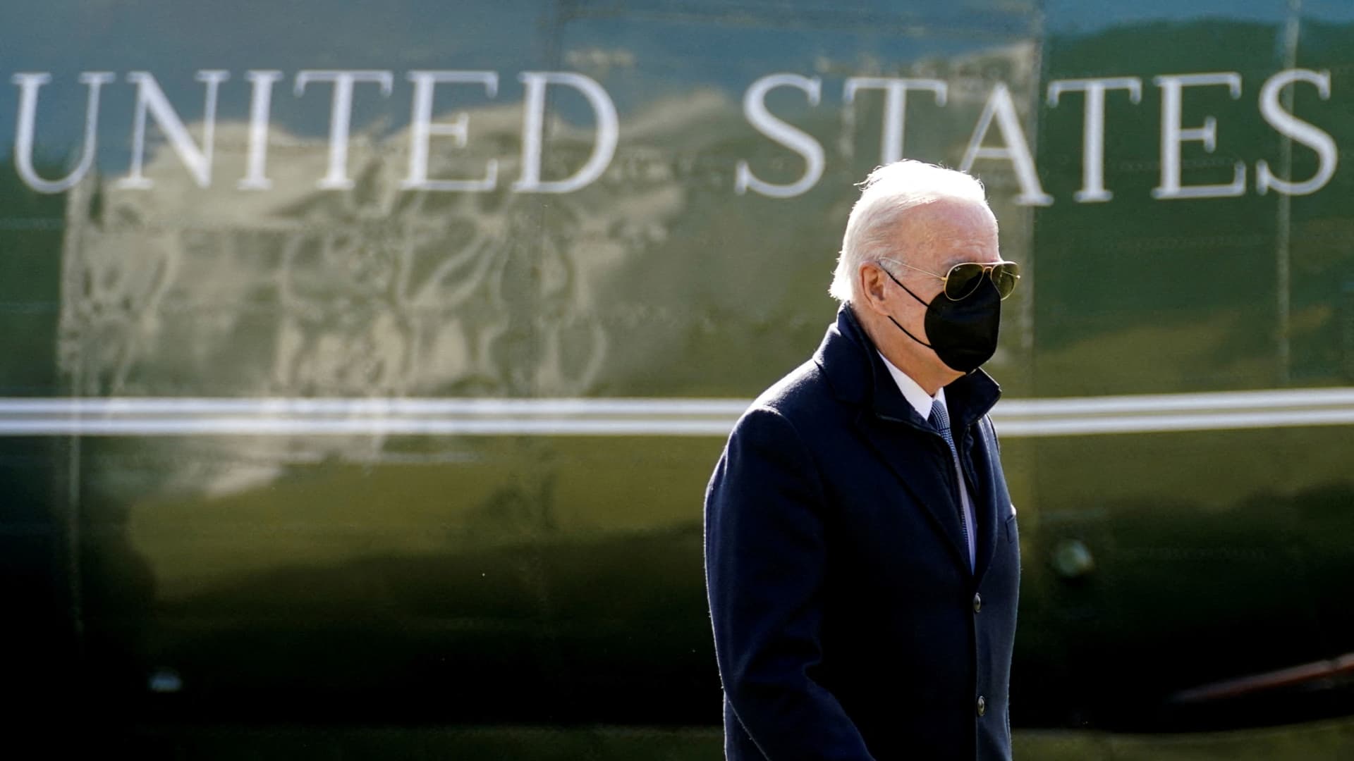U.S. President Joe Biden walks from Marine One upon his return to the White House in Washington, U.S., February 28, 2022.