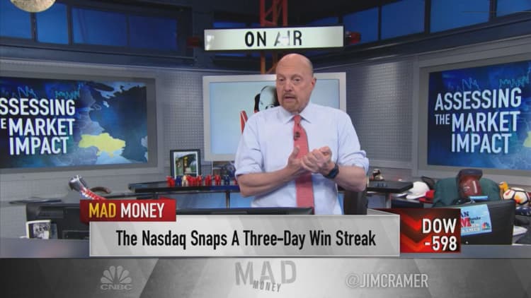 Jim Cramer says the market is more likely to reach a bottom than a top