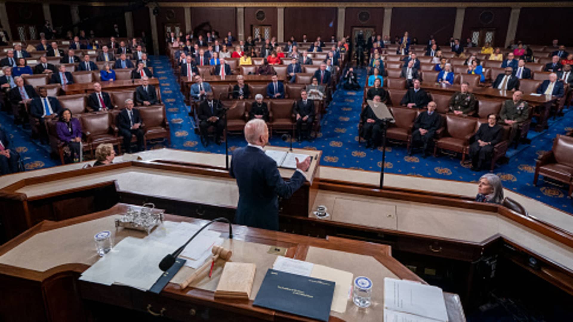President Joe Biden delivers the State of the Union address before a joint session of Congress on March 1, 2022 in Washington.