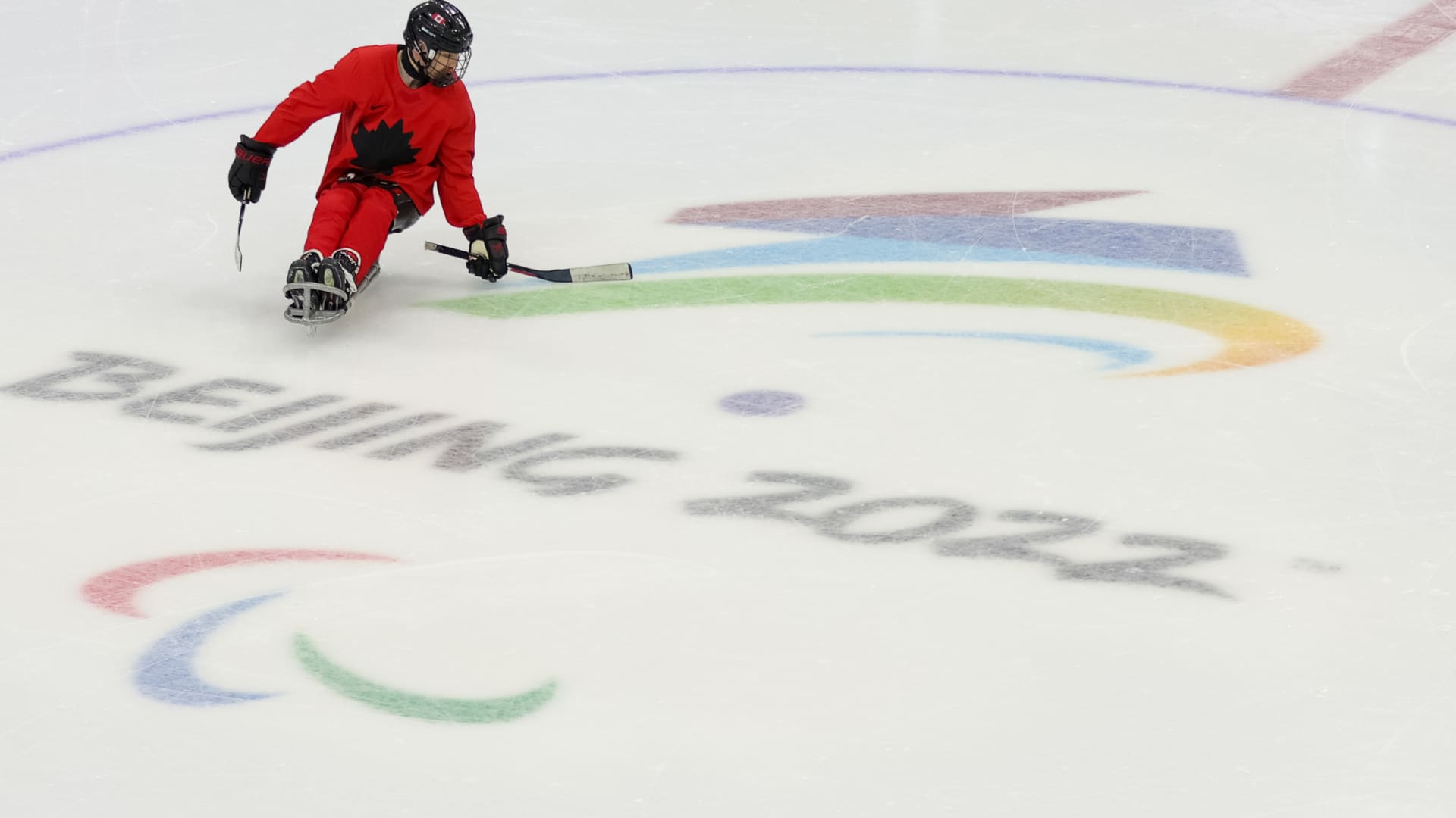 Rob Armstrong of Team Canada participates in a training session on March 3, 2022 ahead of the Beijing 2022 Winter Paralympics.