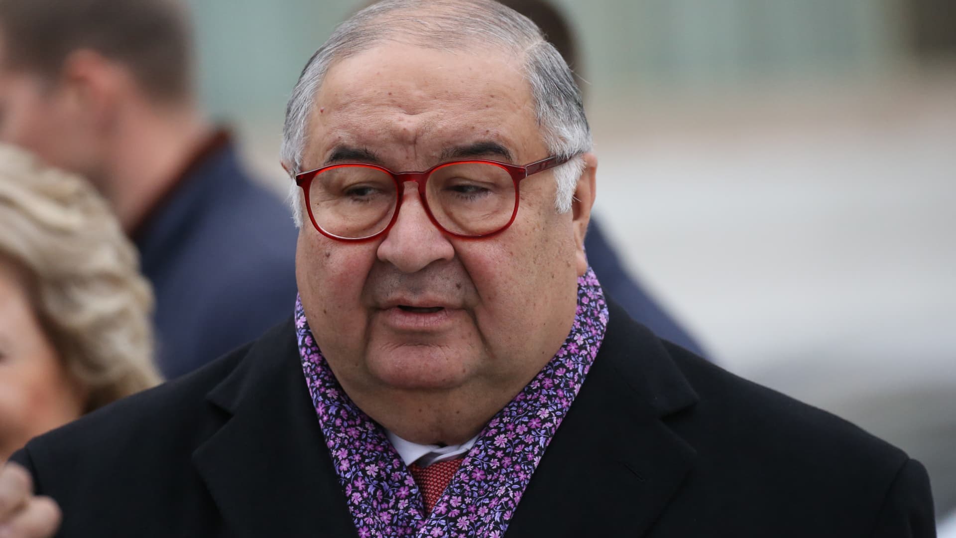 Russian billionaire and businessman Alisher Usmanov arrives to the openings of new monument to former Russian Prime Minister Yegeny Primakov at Smolenskaya Square inin Central Moscow, Russia, October,29,2019. Politician and diplomat Yegeny Primakov died in 2015.