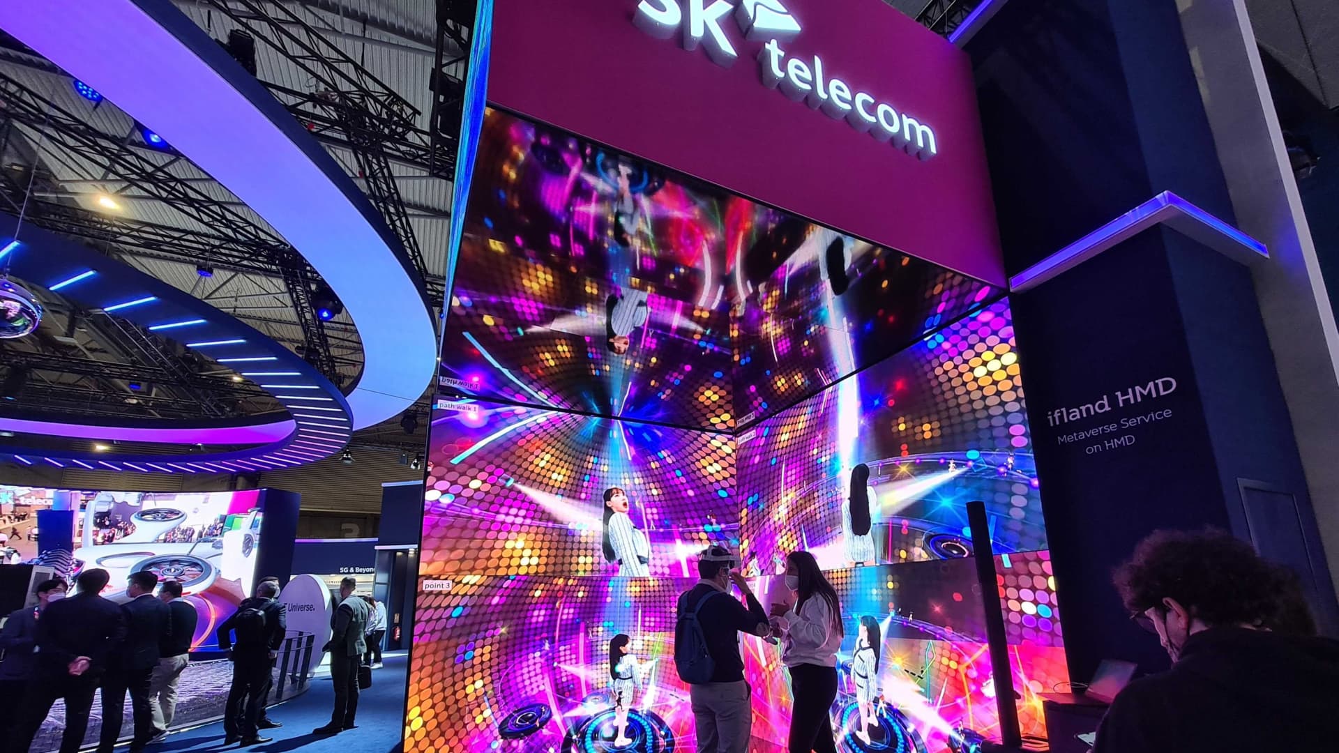 SK Telecom's stand at Mobile World Congress 2022 in Barcelona, Spain.