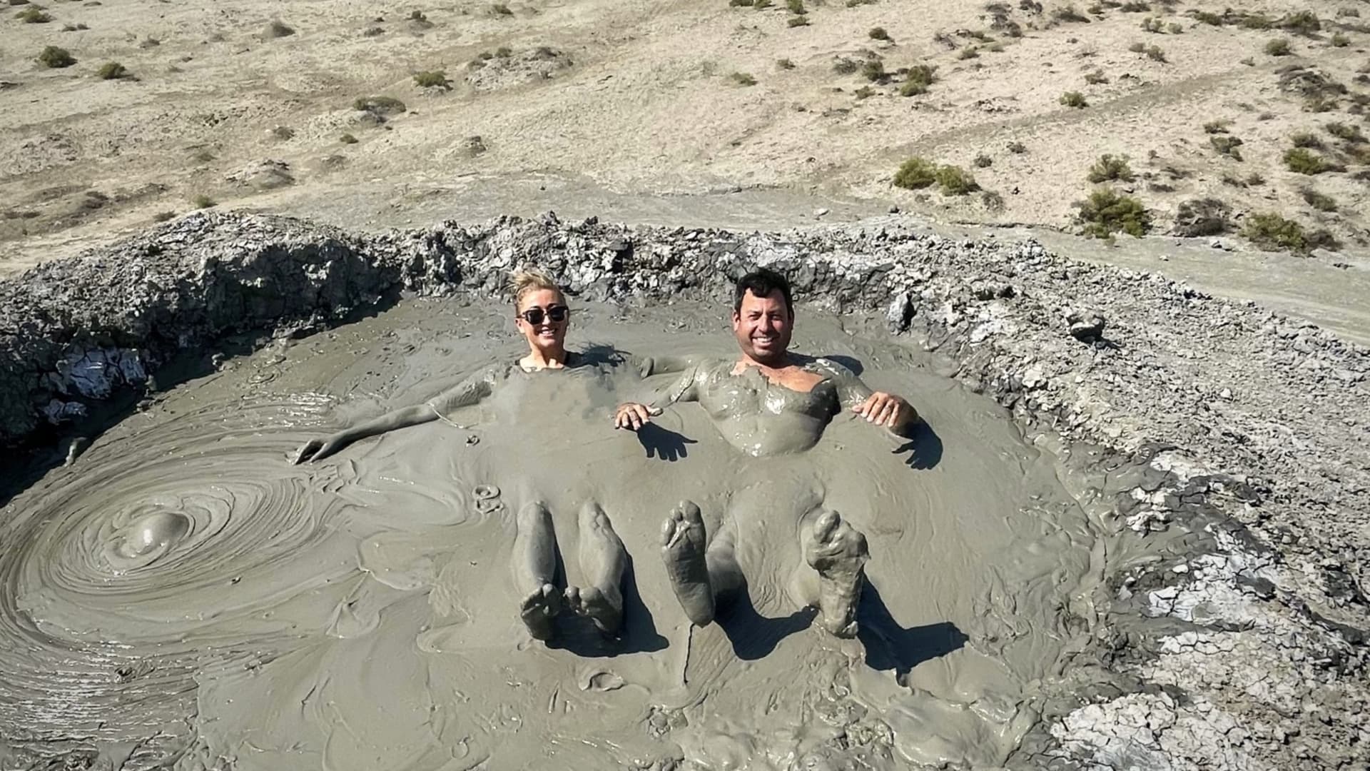 Miller and Feldman splashing in Azerbaijani mud bath.