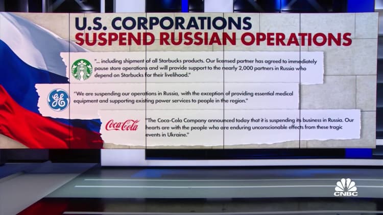 U.S. corporations continue to leave Russia following Putin's invasion of Ukraine