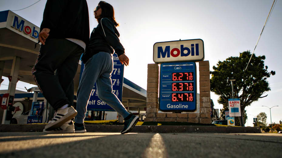 Gas prices in Westchester are above six dollars as prices at the pump continue to rise across the Southland on Sunday, March 13, 2022 in Los Angeles, CA.