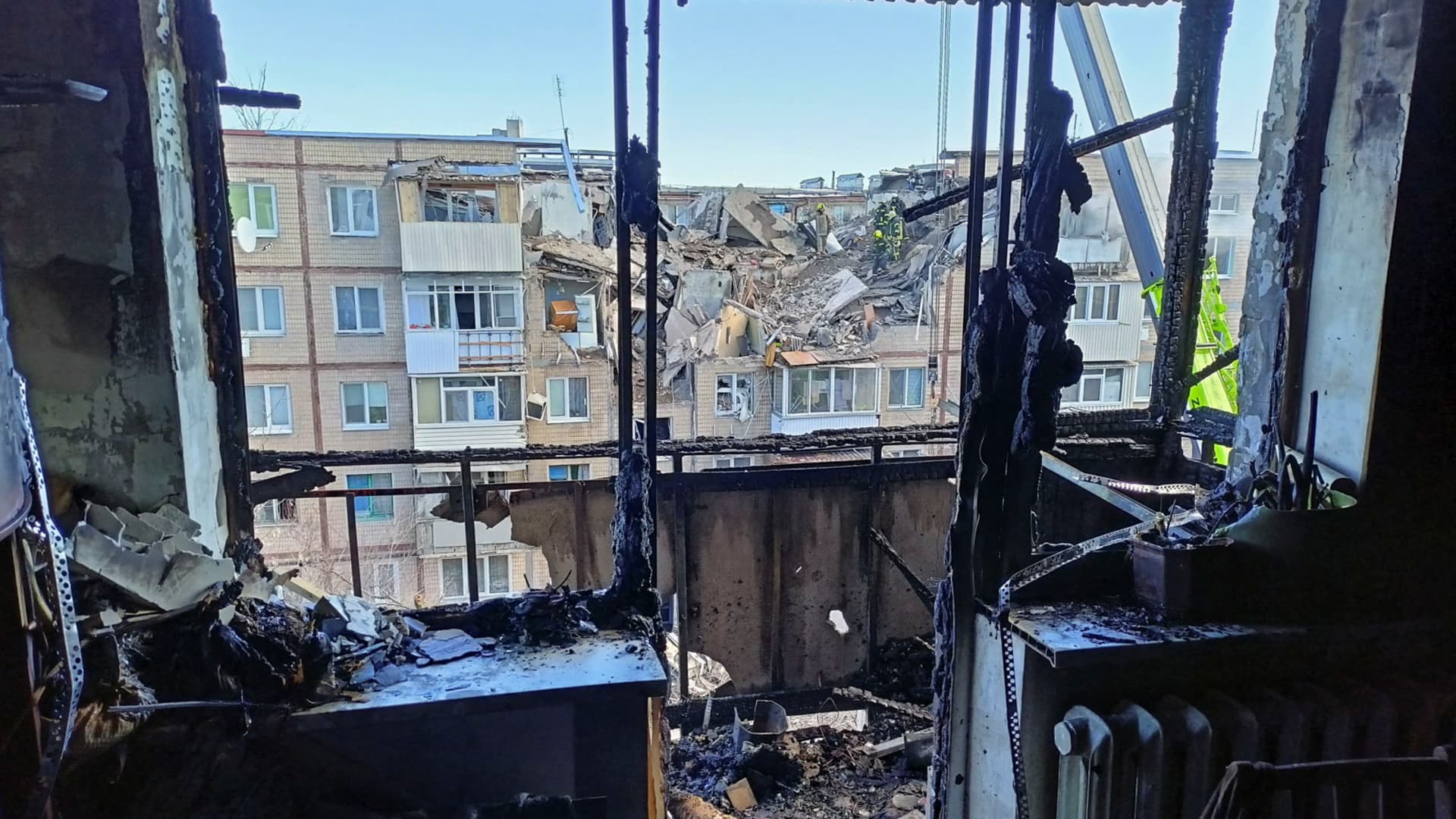 An interior view shows an apartment inside a residential building damaged by an airstrike, as Russia?s attack on Ukraine continues, in Kharkiv, Ukraine March 15, 2022.