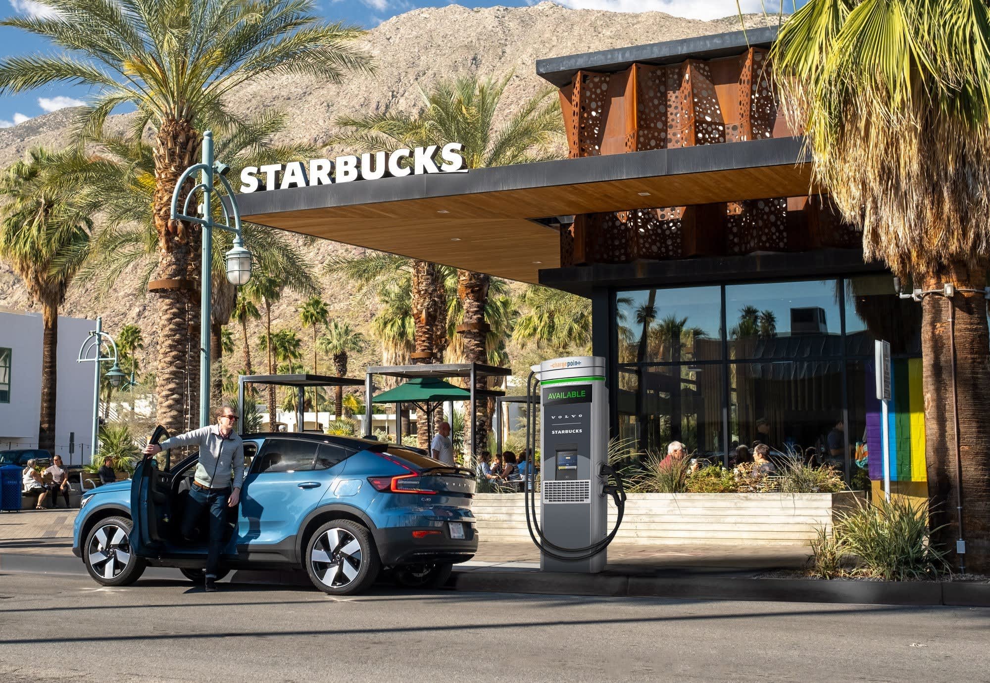 Starbucks, Volvo test EV charging network at coffee giant’s stores