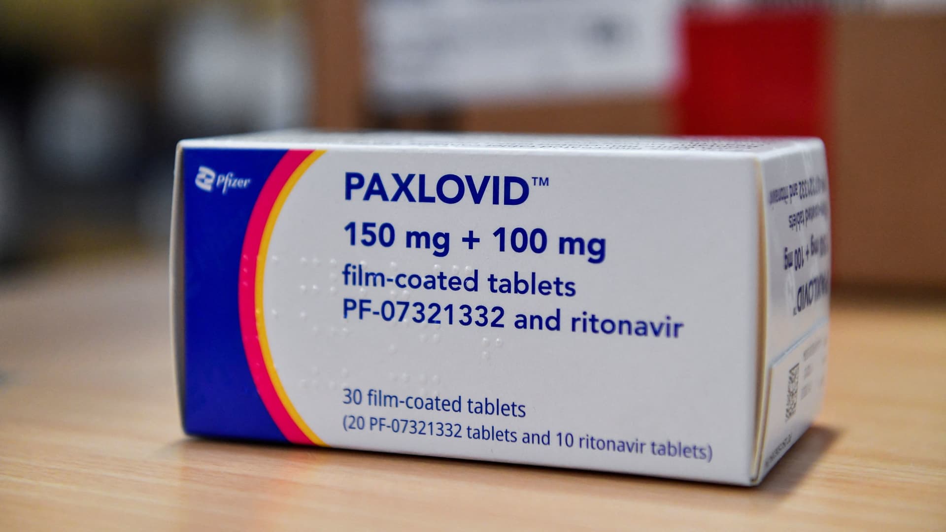 Coronavirus disease (COVID-19) treatment pill Paxlovid is seen in a box, at Misericordia hospital in Grosseto, Italy, February 8, 2022.