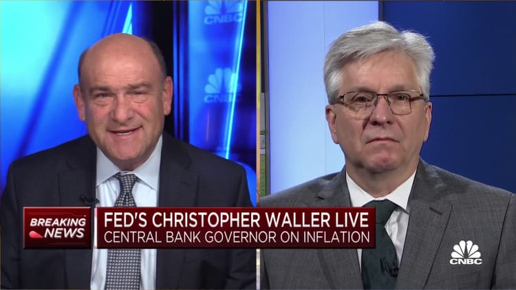 Half-point rate hikes could be needed because of 'raging' inflation, says Fed Governor Waller
