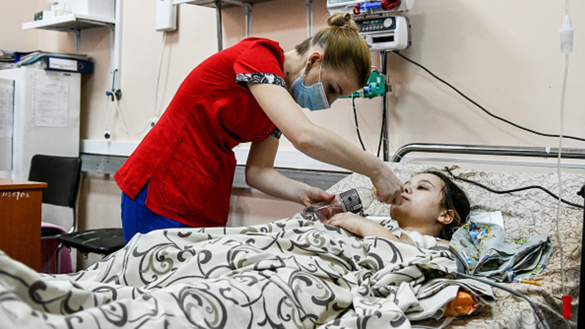 Injured civilians from Mariupol, receive treatment in Zaporizhzhia, Ukraine on March 18, 2022 as evacuations from Mariupol continue amid Russian attacks.