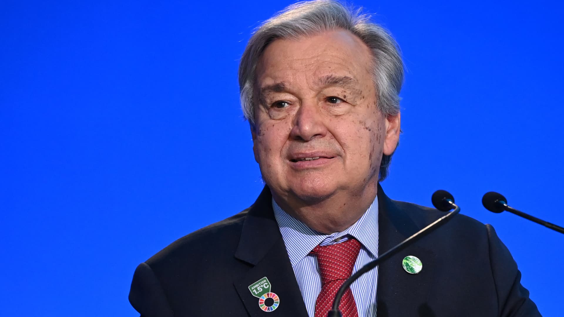 UN Secretary General António Guterres photographed at the COP26 climate summit in Glasgow, Scotland on Nov. 11, 2021.