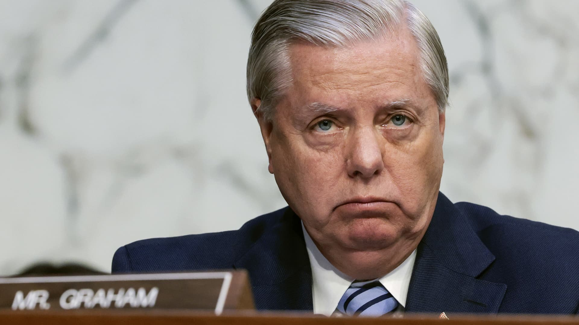 Sen. Lindsey Graham questions U.S. Supreme Court nominee Judge Ketanji Brown Jackson during her Senate Judiciary Committee confirmation hearing in the Hart Senate Office Building on Capitol Hill March 22, 2022 in Washington, DC.