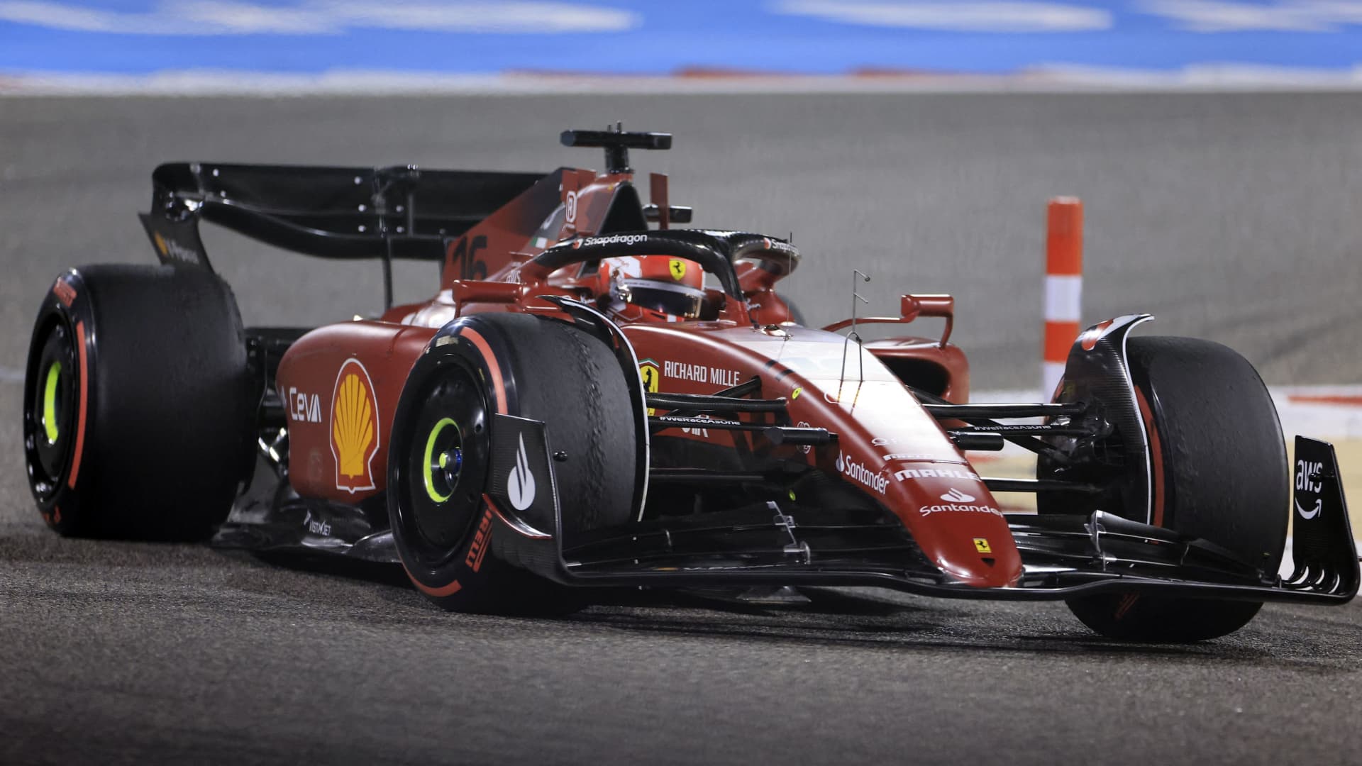 Formula One F1 - Bahrain Grand Prix - Bahrain International Circuit, Sakhir, Bahrain - March 20, 2022 Ferrari's Charles Leclerc in action during the race