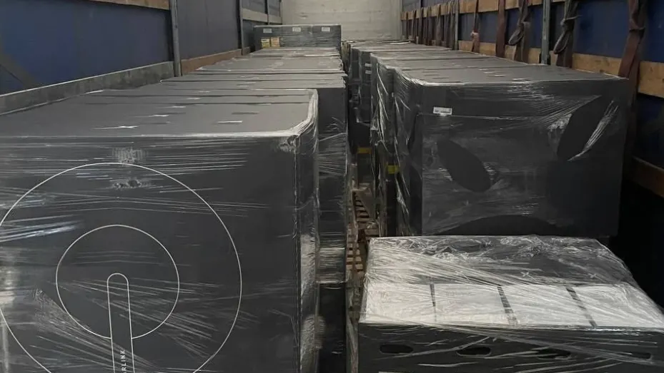 A shipment of SpaceX's Starlink satellite antennas, also known as terminals, arriving in Ukraine.