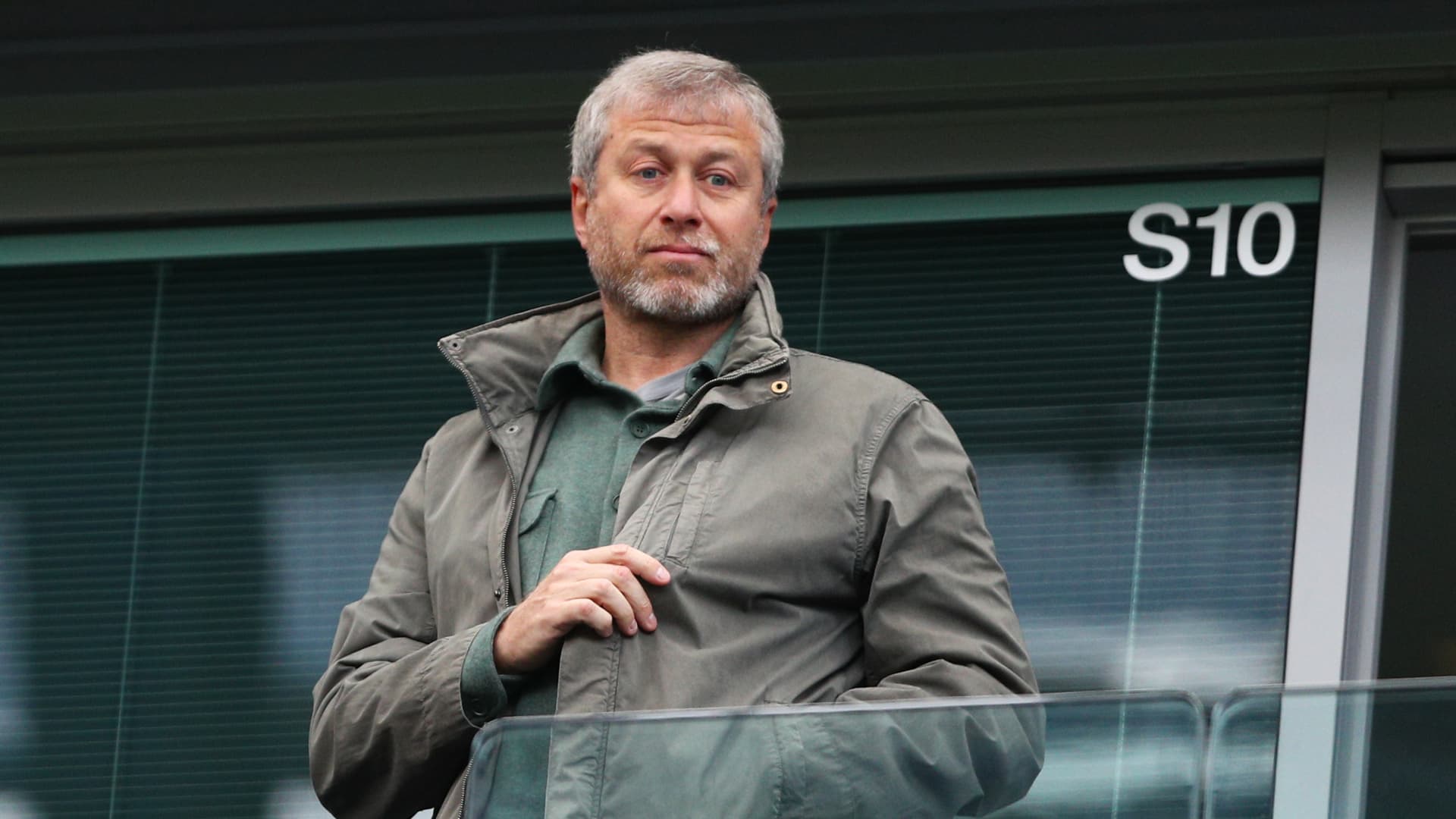 Chelsea owner Roman Abramovich looks on from the stands during the Barclays Premier League match between Chelsea and Manchester City at Stamford Bridge on April 16, 2016 in London, England.