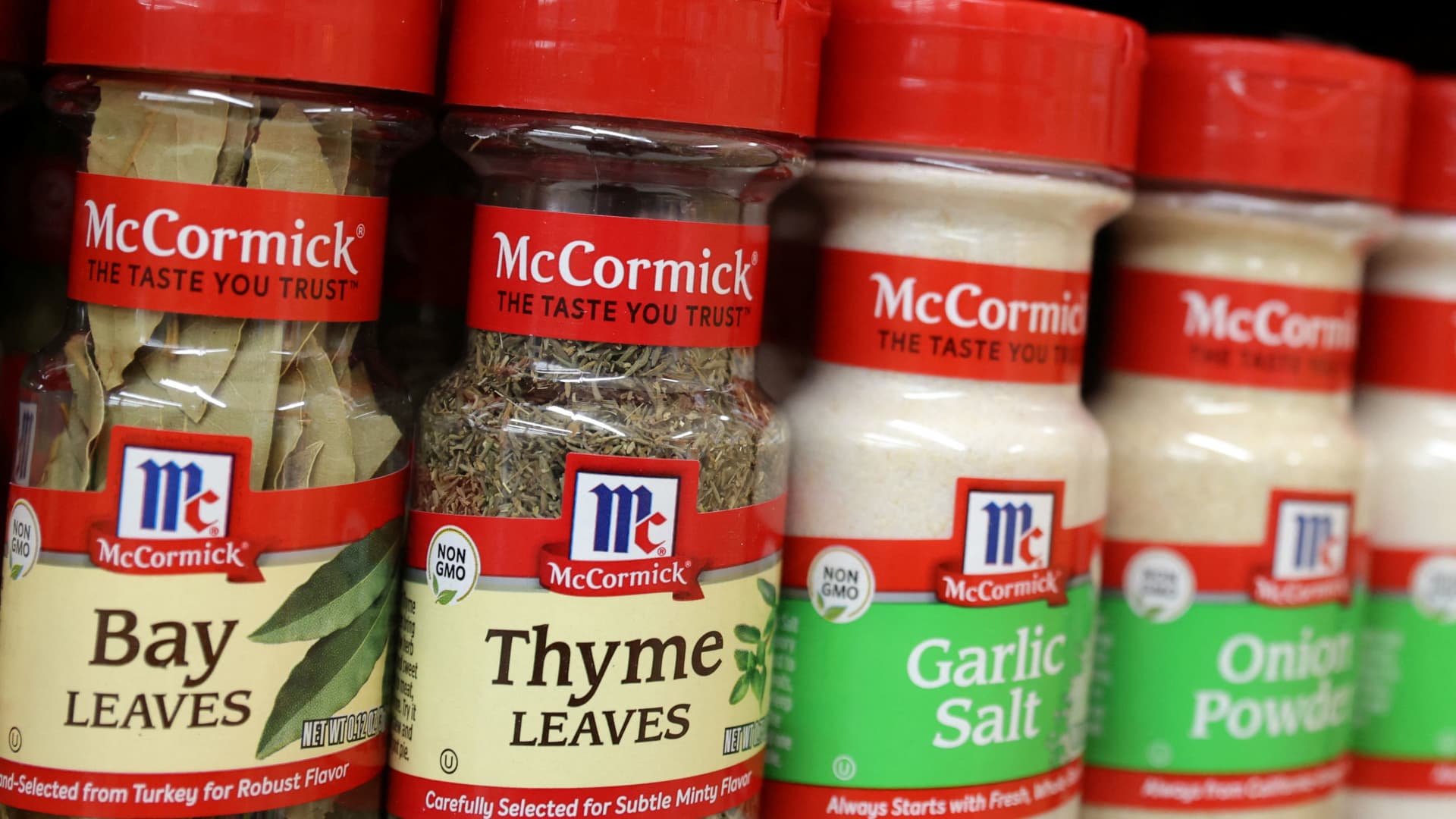 McCormick & Company spices are seen on display in a store in New York City on March 29, 2022.
