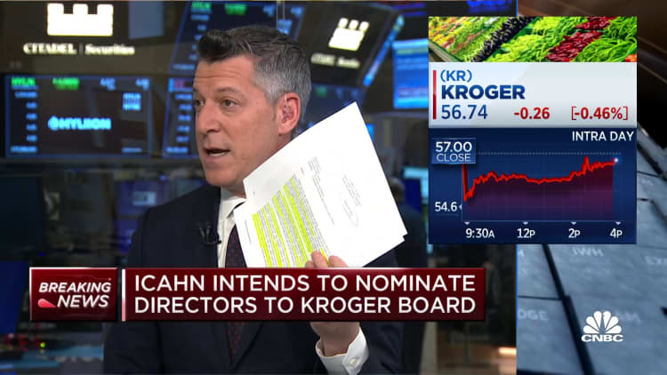 Carl Icahn intends to nominate directors to Kroger board