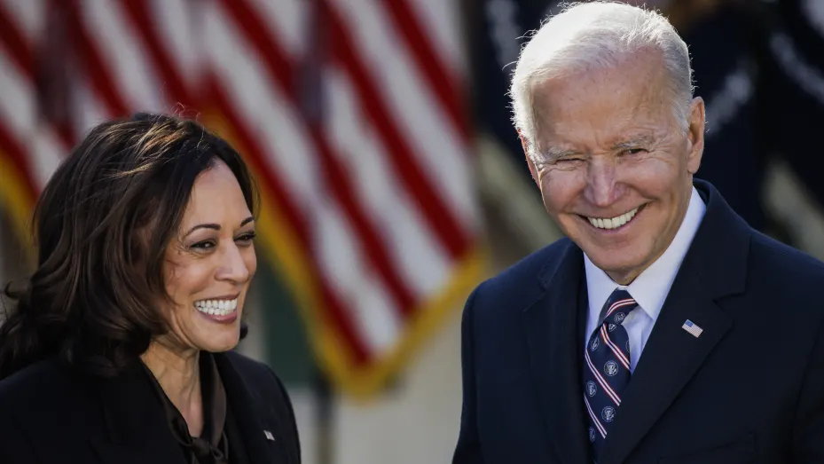 President Joe Biden and Vice President Kamala Harris after Biden signed H.R. 55, the "Emmett Till Antilynching Act," in Washingtonon March 29, 2022.