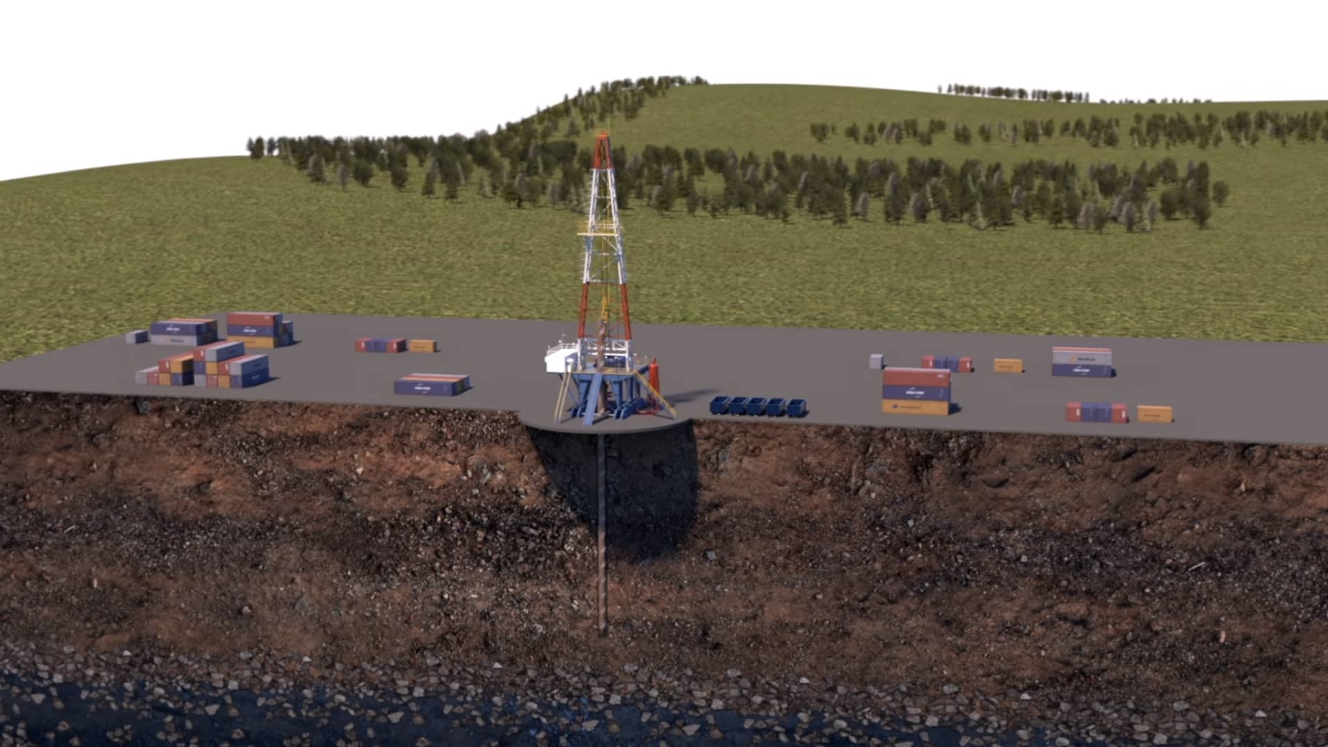An artist rendering of Deep Isolation's borehole drilling technology.