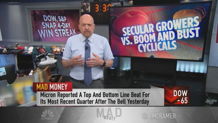Jim Cramer discusses telling the difference between secular growth stocks and cyclical stocks